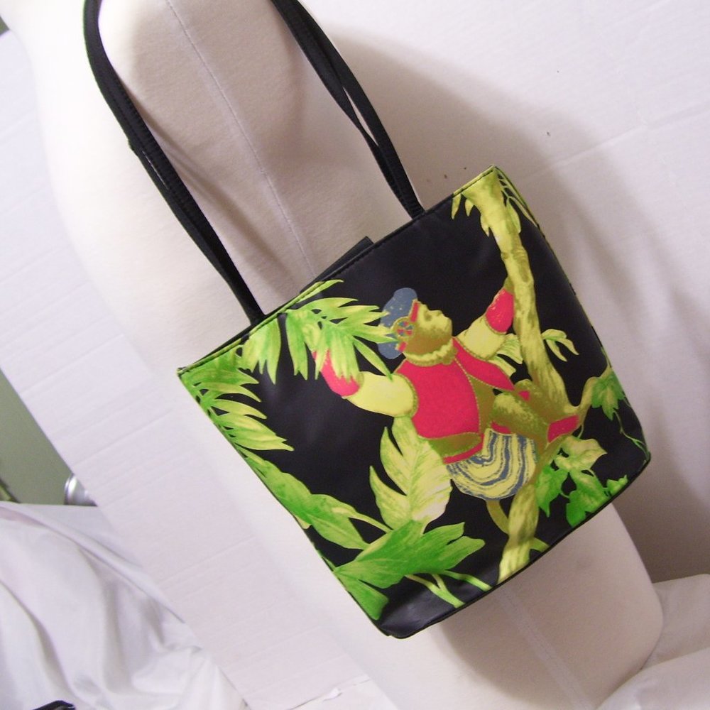 Fashion Handbag Black with Jungle Monkey Business NWOT
